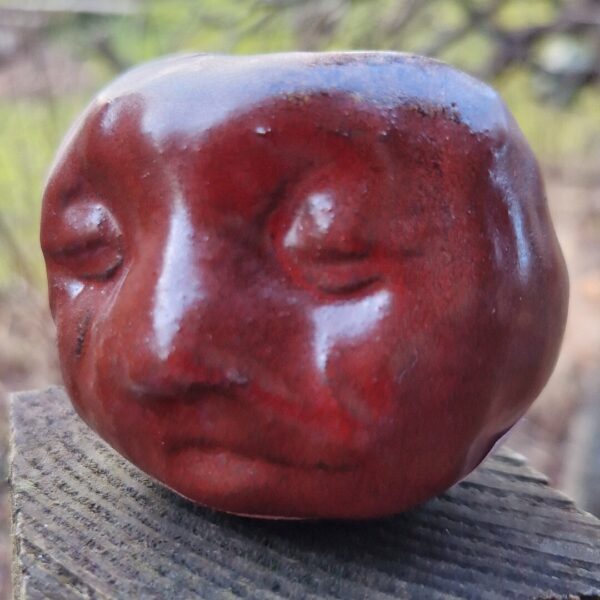 Hand Pinched Brown Face Pot