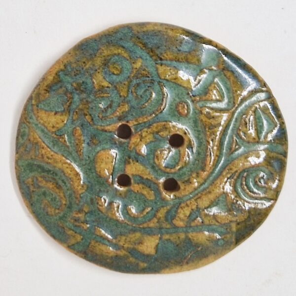 Green Celtic Pottery Button