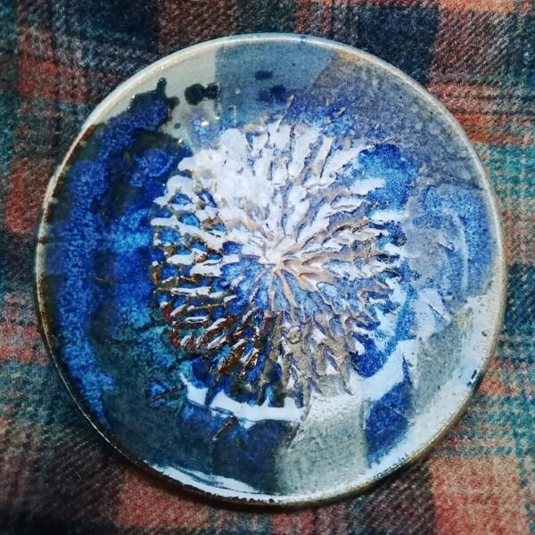 Blue Stoneware Garlic Plate