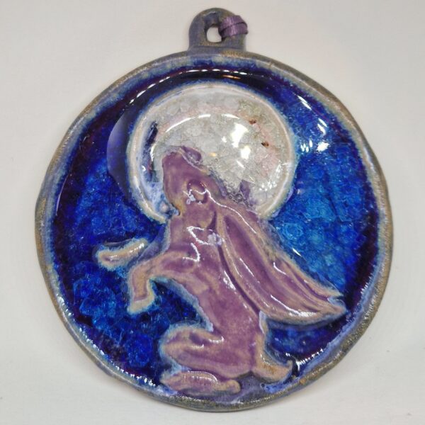 Stoneware Moon and Hare Wall Plaque
