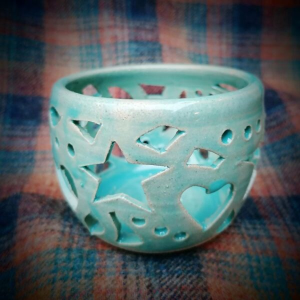 Turquoise Stoneware Tealight Holder