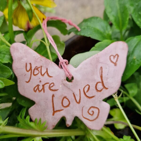 "You Are Loved" Pink Butterfly Hanging Decoration