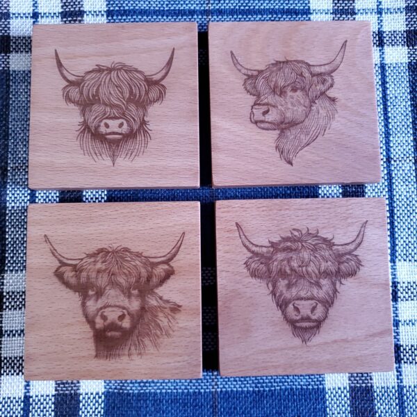 Highland Cow Coaster Set