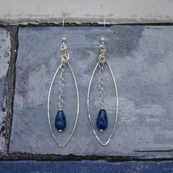 Silver Plated Blue Apatite Gemstone Earrings