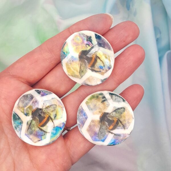 Porcelain Green Bee Brooch