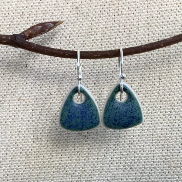 Blue Lagoon Glaze Triangular Ceramic Earrings
