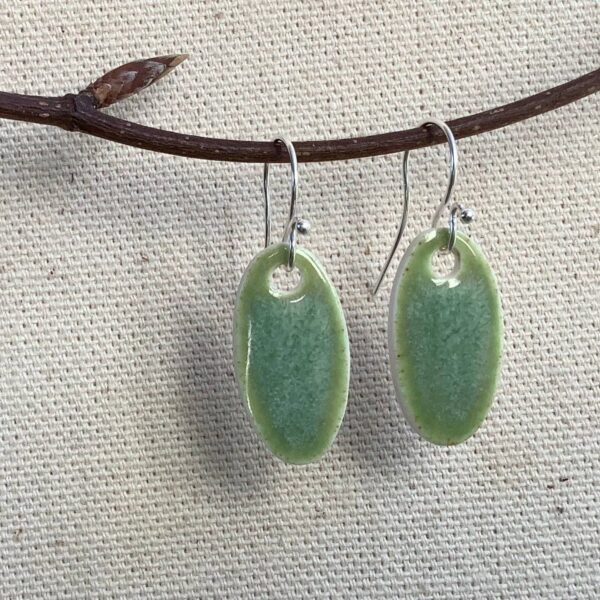 Cactus Glaze Oval Ceramic Earrings