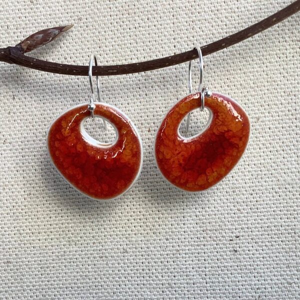 Red Ember Glaze "Mary Quant" Ceramic Earrings