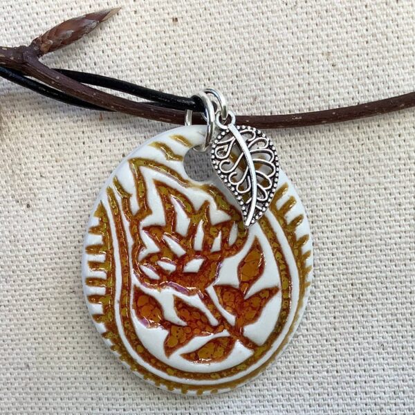 Orange Ember Glaze Oval ‘Paisley’