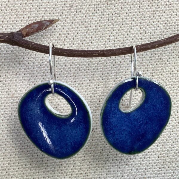 Scandinavian Blue Glaze "Mary Quant" Ceramic Earrings