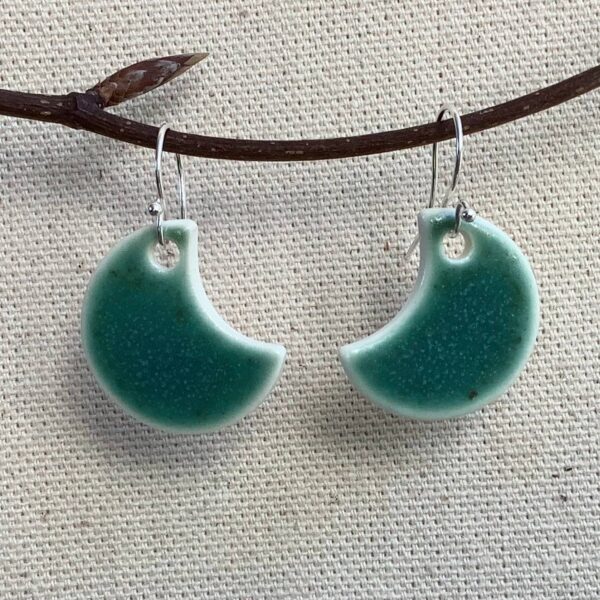 Tourmaline Glaze Crescent Ceramic Earrings