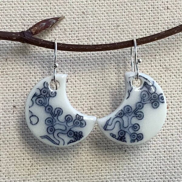 Willow Blossom Crescent Ceramic Earrings