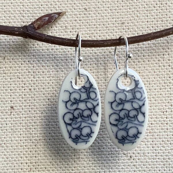 Willow Blossom Oval Ceramic Earrings