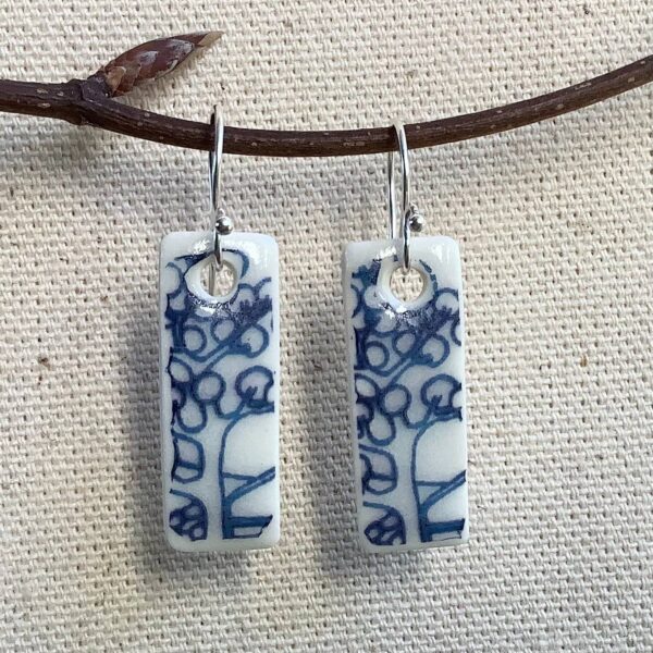 Willow Blossom Rectangular Ceramic Earrings