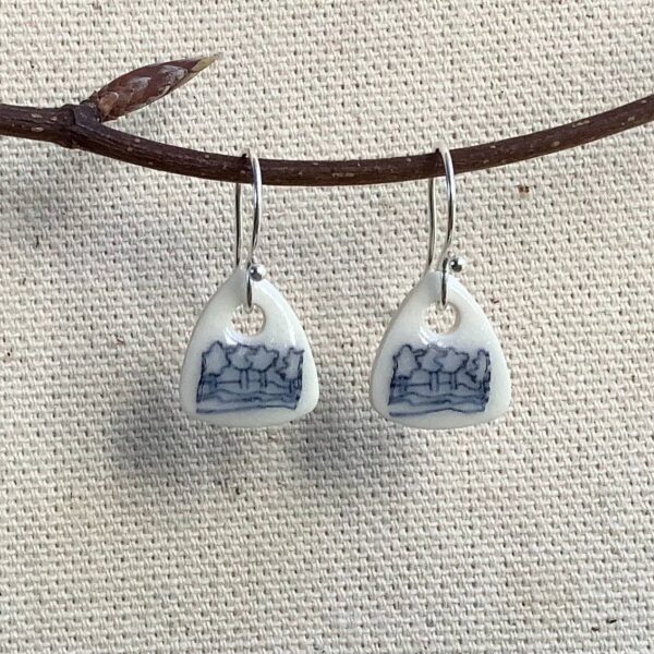 Willow Blossom Triangular Ceramic Earrings