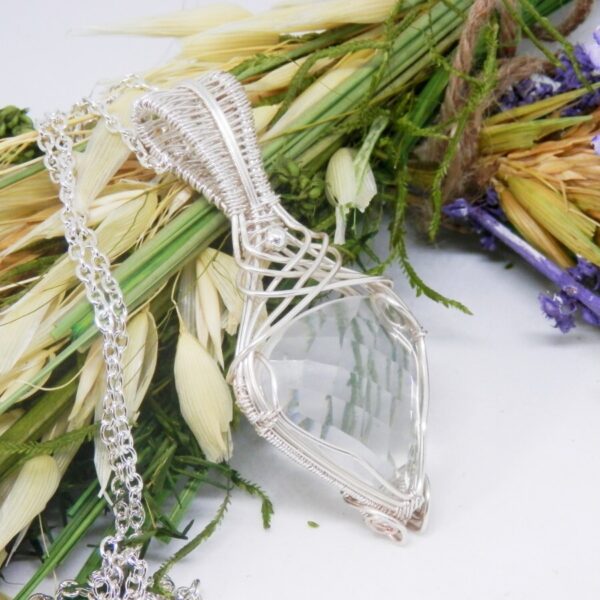 Celtic Style Necklace with Faceted Quartz