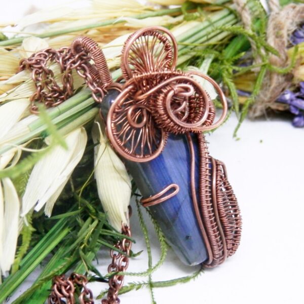 Copper Flower Necklace with Labradorite