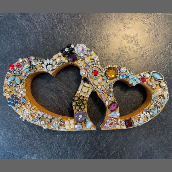 Double Heart Jewelled Ornament