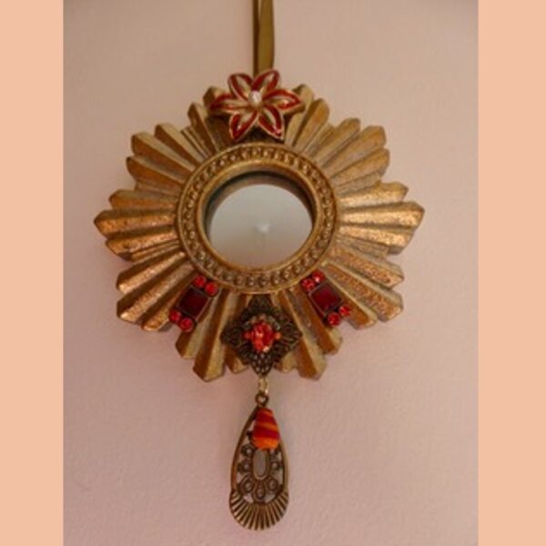 Orange Jewelled Mirror Ornament