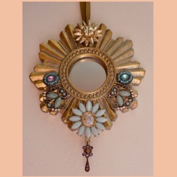 Pale Blue Jewelled Mirror Ornament