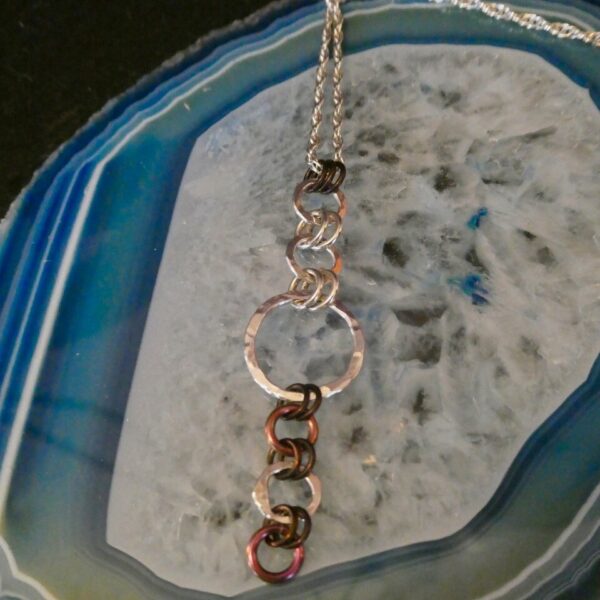 Sterling Silver Pendant with Hammered Links