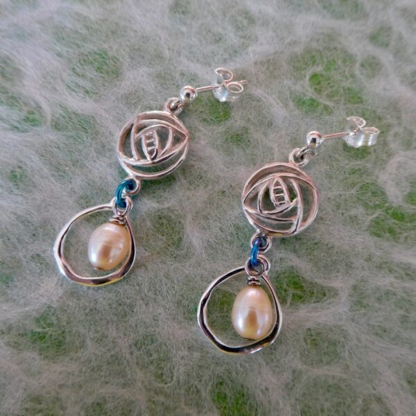 R McIntosh Inspired Earrings With Pearl Drop Small