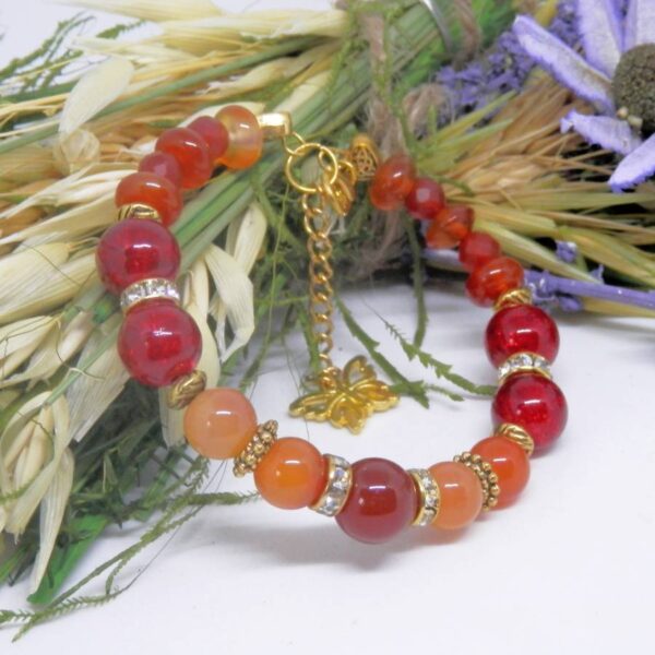 Gold Plated Carnelian Memory Wire Bracelet