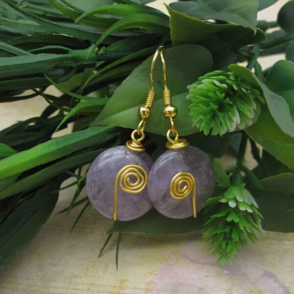 Celtic Spiral Amethyst Gold Plated Earrings