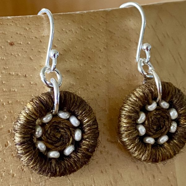 Gold Coloured Dorset Button Beaded Earrings