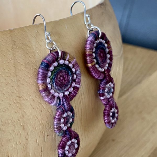 Dorset Button Beaded Earrings in Multiple Pinks