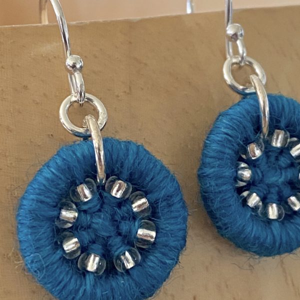 Teal Dorset Button Beaded Earrings
