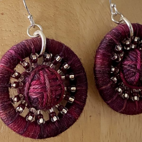 Red Dorset Button Beaded Earrings