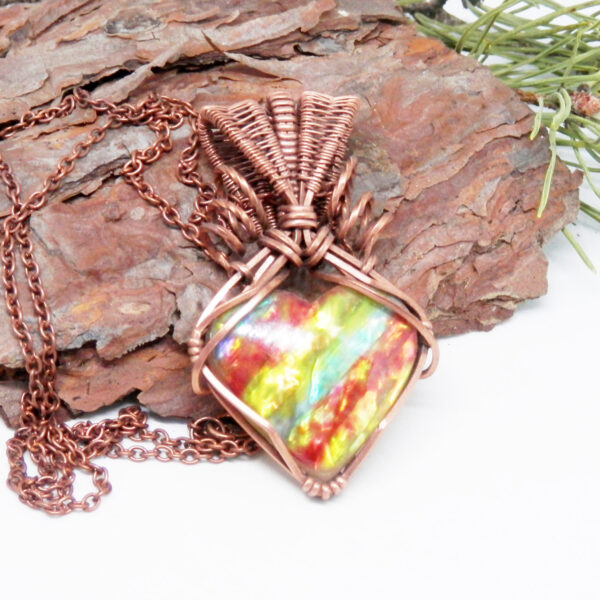 Dichroic Glass Heart Shaped Necklace