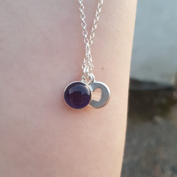 Amethyst and Rose Heart Necklace