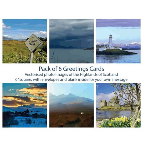 Pack of 6 Colour Vectorised Photo Note Cards