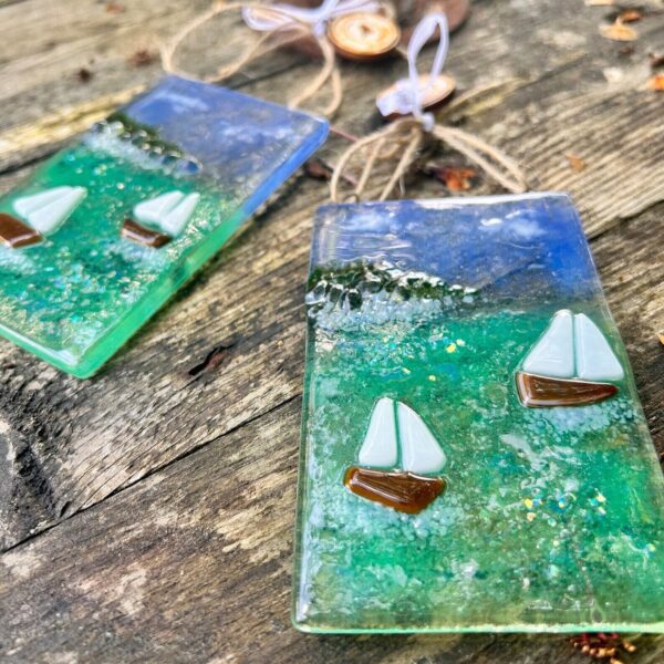 Fused Glass Sail Boat Hanger