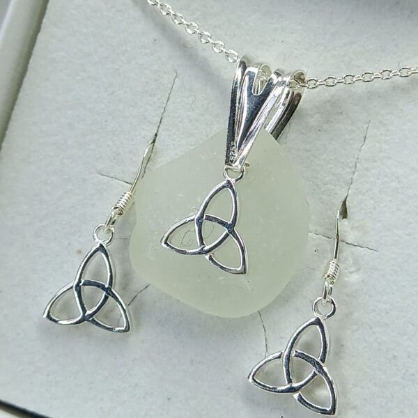 Sterling Silver Sea Glass Celtic Knot Charm Set - Clear Bag