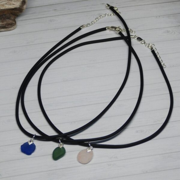 Sea Glass Choker Style Necklace - Blue