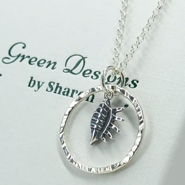 Sterling Silver Hammered Hoop with Conch Charm Necklace - Bag