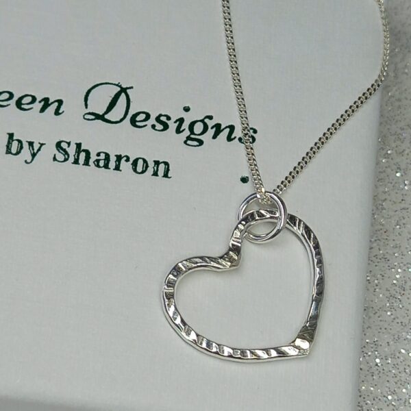 Silver Hammered Heart Necklace - Bag
