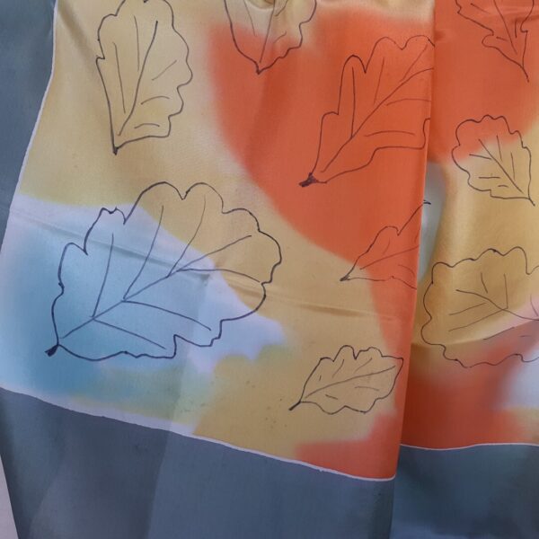 Autumn Oak Leaves Square Silk Scarf