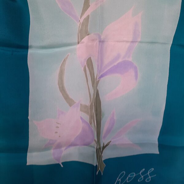 Emerald Iris Spray Long Silk Scarf