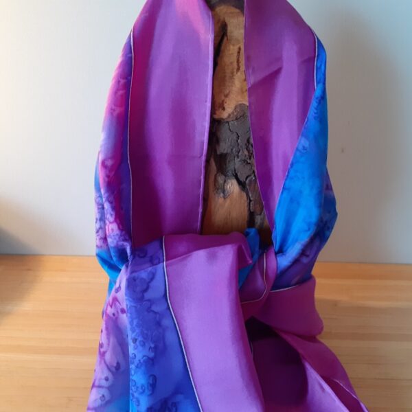 Fuchsia Blue and Violet Long Silk Scarf