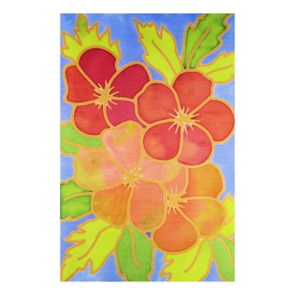 Garden Flowers Hand Painted Silk Card