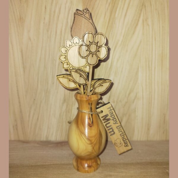 Wooden Flowers and Vase