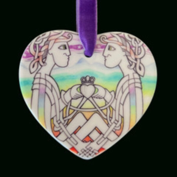 Celtic Couple Rainbow Heart Hanger