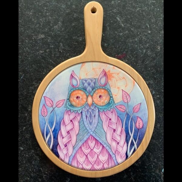 Celtic Owl Wooden Cheeseboard