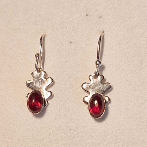 Garnet Oak Leaf Earrings