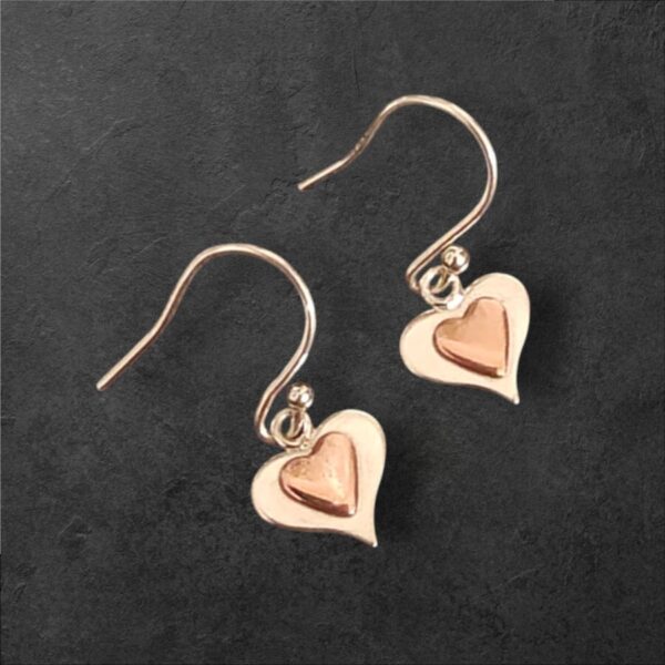 Heart Beat Silver and Copper Earrings