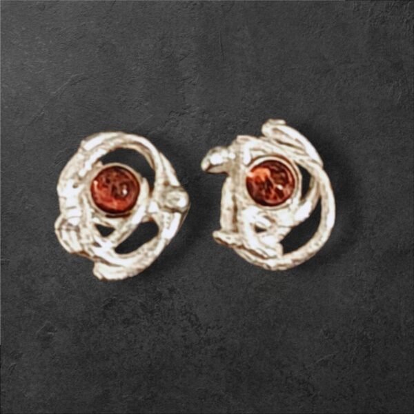 Organic Amber Silver Earrings